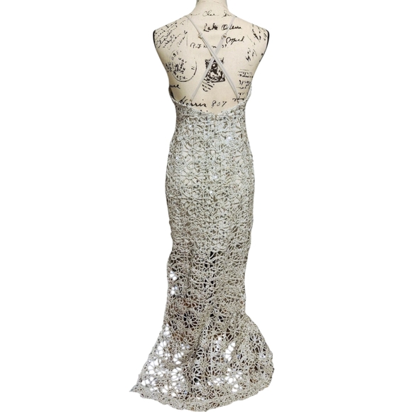 Forever 21 Plunging Silver Seguin Maxi Dress - Picture 8 of 12